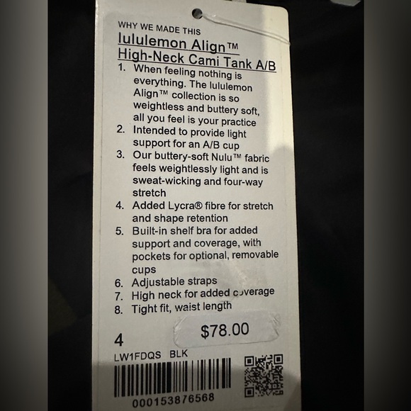 Lululemon Align 🌟 NWT 🌟 High Neck Cami Tank A/B sz 4 Black color - Picture 6 of 7